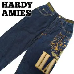 【美品】HARDY AMIES 日本製 ヒョウ 刺繍 デニム アニマル