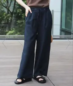 【BEAMS HEART】 リネンライク イージーパンツワイドパンツ（ネイビー）