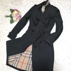 美品☆現行 バーバリーロンドン トレンチ メガチェック 黒 40 ロング