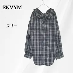 ENVYM アンビー　チェック　長袖シャツ　ネルシャツ ブラック