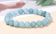 bka-3 ブルーカルセドニーアクアマリン6mm内径16cm 天然石ブレスレット