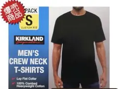 Kirkland Signature クルーネック黒Tシャツ 3枚組 Sサイズ