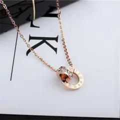 ダブルリング ゴールド ジルコニア ネックレス おしゃれ かわいい かっこいい