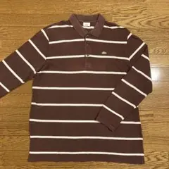 LACOSTE ラコステ　ストライプ ポロシャツ 刺繍ロゴ