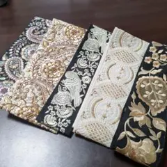 インド刺繍リボン　約3.8m セット　鳥柄