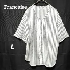 フランセーズ Lサイズ ホワイトストライプ 半袖ブラウス