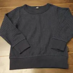 ネイビー 長袖ワッフルカットソー サイズ100
