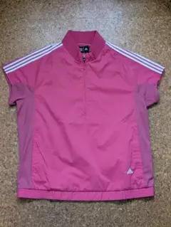【adidas×テーラーメイド】半袖　ハーフジップアップ　ピンク　防寒　Мサイズ