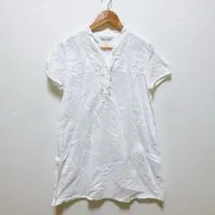 Icono clasm (9R/M) ハーフボタン レース 半袖 チュニック 白