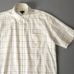 美品 Henry Cotton's ウインドーペンチェック 半袖 オックスシャツ
