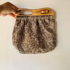 昭和レトロ 木製ハンドルレースバッグ