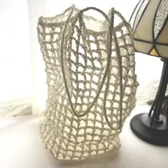 編みバッグ　袋　サブバッグ　ハンドメイド