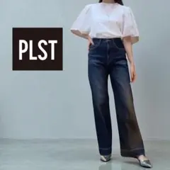 美品✨PLST プラステ ハイライズワイドジーンズ デニム 【XL】ブルー