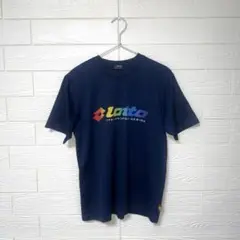 lotto カラフルロゴ Tシャツ ネイビー トレーニング ランニング
