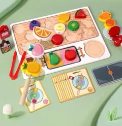 果物ままごと ひも通し 絵合わせ バランス　パズル 木製 知育玩具