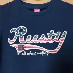 ラスティ Rusty 星条旗 ロゴ Tシャツ レディースＭ ネイビー used