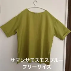 美品サマンサモスモスブルー半袖ブラウス