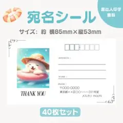 宛名シール くま プール 小さめサイズ 40枚セット