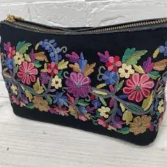 Petit Point　久家道子　花柄　刺繍　ポシェット　ポーチ