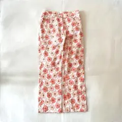 《ピッコーネローマ》【38】パンツ 花柄 白×桃 美品 ストレート 春夏向け