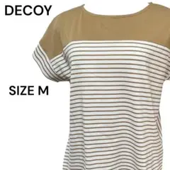 DECOY ストライプTシャツ ベージュ×ホワイト サイズM 古着