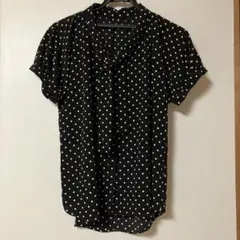 ROPE 黒の水玉模様 半袖シャツ ボウタイ付き