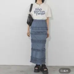 PAGEBOY フリルナロースカート　ロングスカート　タイト　ブルー　中古品
