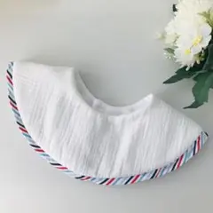 ［No.018］ハンドメイド　まんまるスタイ　ぽこぽこホワイト&トリコロール風