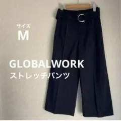 グローバルワーク GLOBALWORK パンツ ベルト付き ストレッチ M 紺