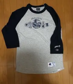 PRILLMALラグランスリーブTシャツ Lサイズ グレー/ネイビー