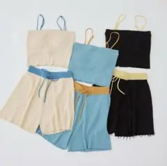 カスタネ　ノベルティ　カップ付きニットキャミ&ショートパンツセット