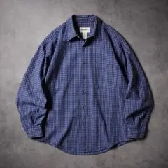 90s Eddie Bauer チェックシャツ 長袖シャツ ブルー×ブラック
