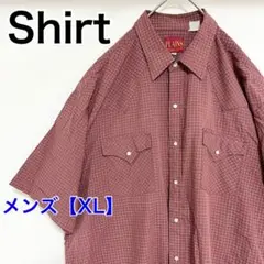 YBB42【US輸入】PLAINS　半袖シャツ【メンズXL】えんじ