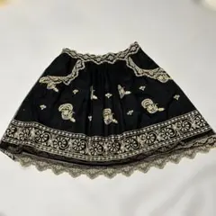 ANNA SUI 刺繍スカート 黒金 サイズ4(L)フレアスカート アナスイ