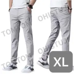 グレー XLカジュアル パンツ ストレッチ ゴルフ ロングパンツ スポーツウェア