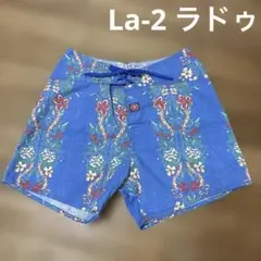 ラドゥー　La-2 花柄ボードショーツ 青 La2 サーフパンツ