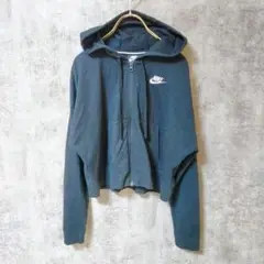 【美品】NIKE ナイキ フルジップフーディ パーカー ミドル丈 ブラック S