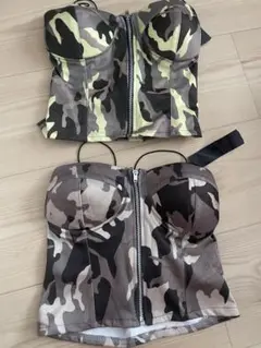 新品　カモフラージュ ビスチェ ジッパー付き