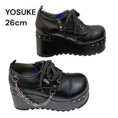 ヨースケ　厚底　レースアップシューズ　黒　26cm
