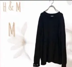 【H&M】長袖　ニット　セーター　クルーネック　シンプル　ブラック　　定番　M