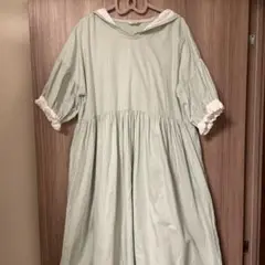 ハンドメイド　作家様　フード付きワンピース ミント