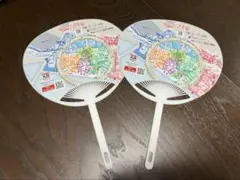 大阪万博 大阪のれんめぐり予約QR付き 地図うちわ