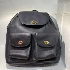 美品 COACH リュック バックパック ネイビー ターンロック オールレザー