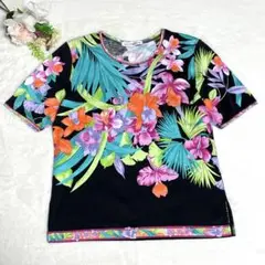 花柄　Tシャツ　半袖　トップス　綿 S
