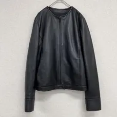◎JOSEPH　ジョセフ　レザーノーカラージャケット　羊革　ブラック　黒　38