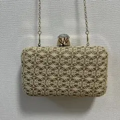 パーティー　バッグ　クラッチバッグ　ゴールド　ラメ　ダイヤモチーフ　結婚式　刺繍