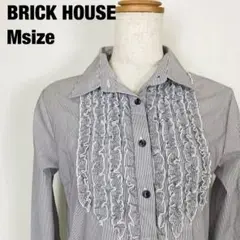 BRICK HOUSE ブリックハウス ストライプ 長袖 フリル シャツ　A6
