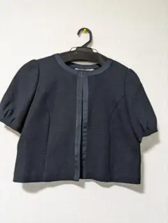 大幅値下げ❢ナチュラルビューティのネイビー ノーカラージャケット パフスリーブ