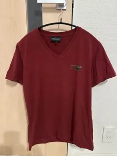 美品 エンポリオアルマー二 Vネック Tシャツ 半袖 エンジ Mサイズ