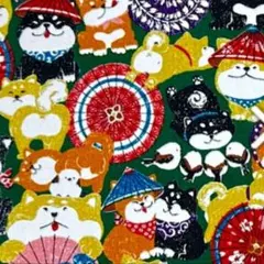 柴犬 番傘シリーズ グリーン 全幅×５０センチ